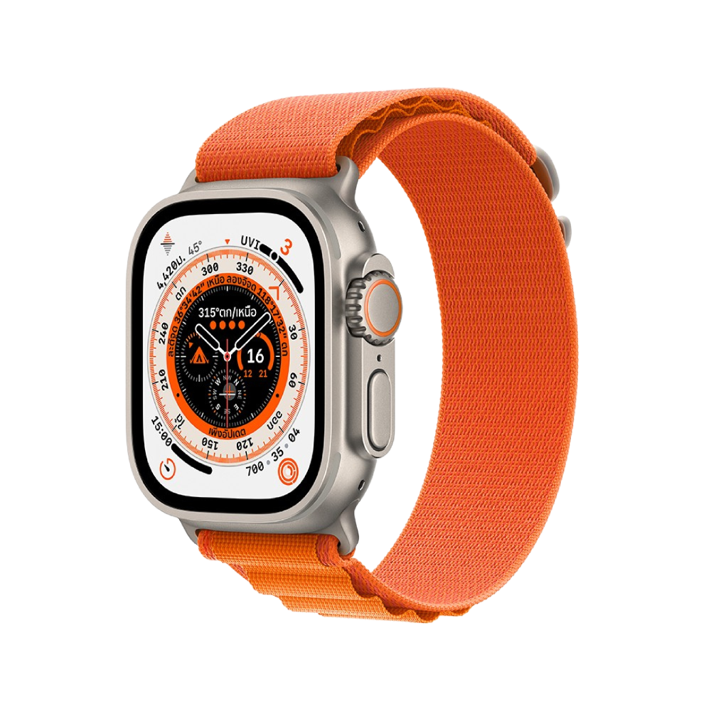 Apple Watch Ultra GPS + Cellular 49mm Titanium Case with Orange Alpine Loop - Small