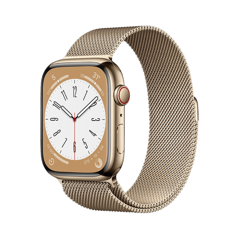 Apple Watch Series 8 GPS + Cellular 45mm Gold Stainless Steel Case with Gold Milanese Loop