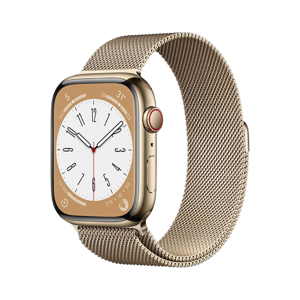 Apple Watch Series 8 GPS + Cellular 45mm Gold Stainless Steel Case with Gold Milanese Loop