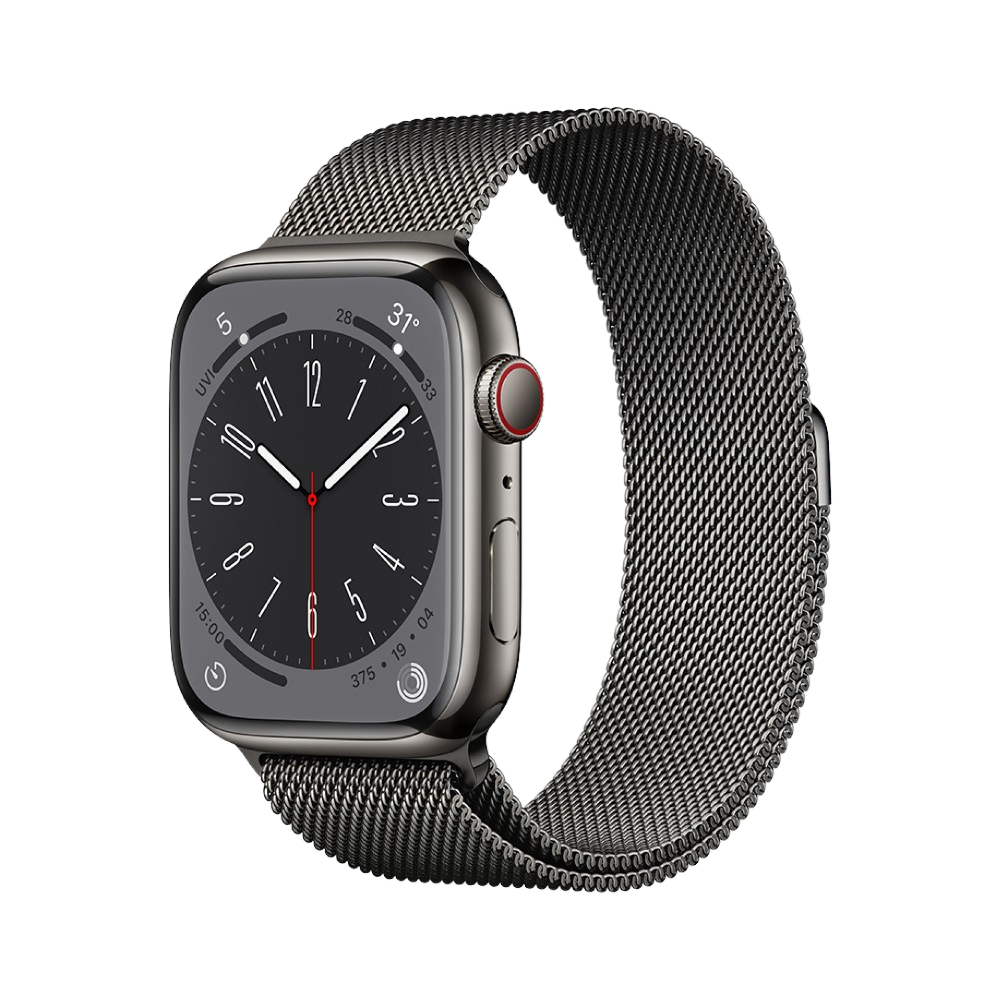 Apple Watch Series 8 GPS + Cellular 45mm Graphite Stainless Steel Case with Graphite Milanese Loop