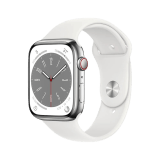 Apple Watch Series 8 GPS + Cellular 45mm Silver Stainless Steel Case with White Sport Band