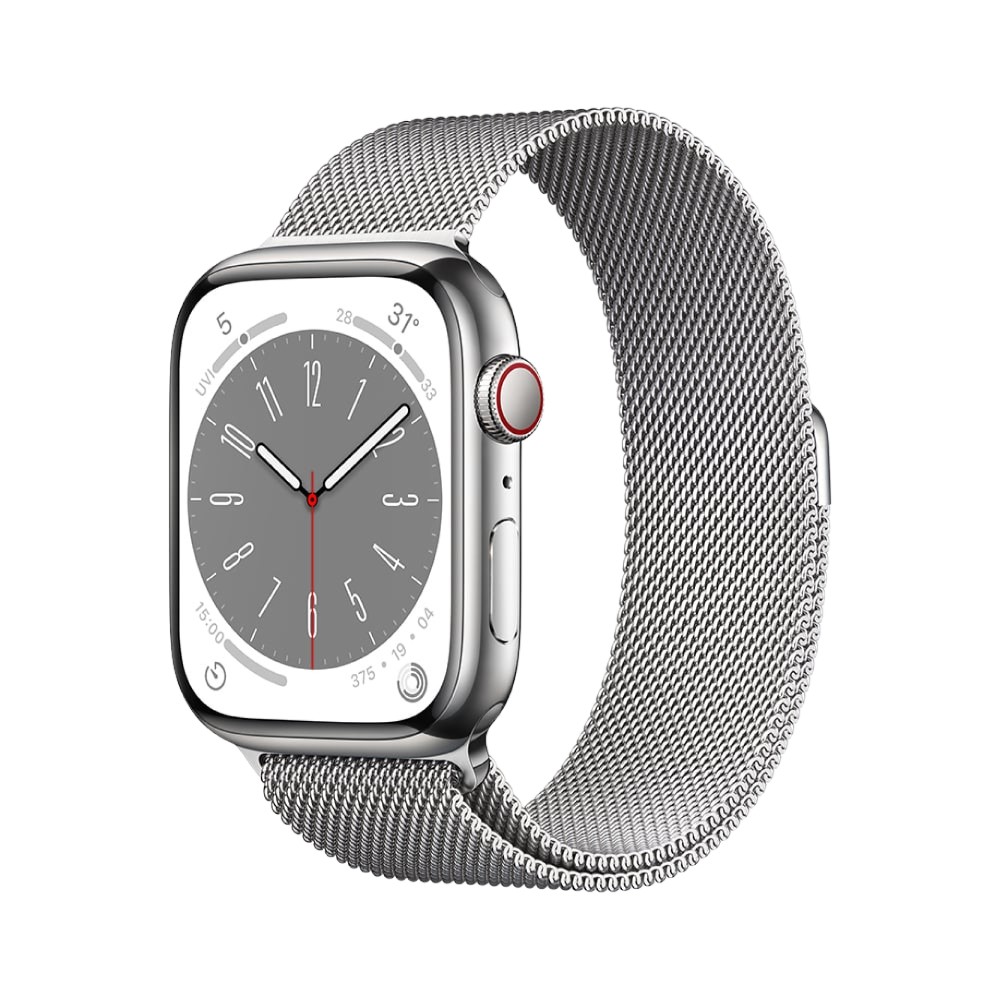 Apple Watch Series 8 GPS + Cellular 41mm Silver Stainless Steel Case with Silver Milanese Loop