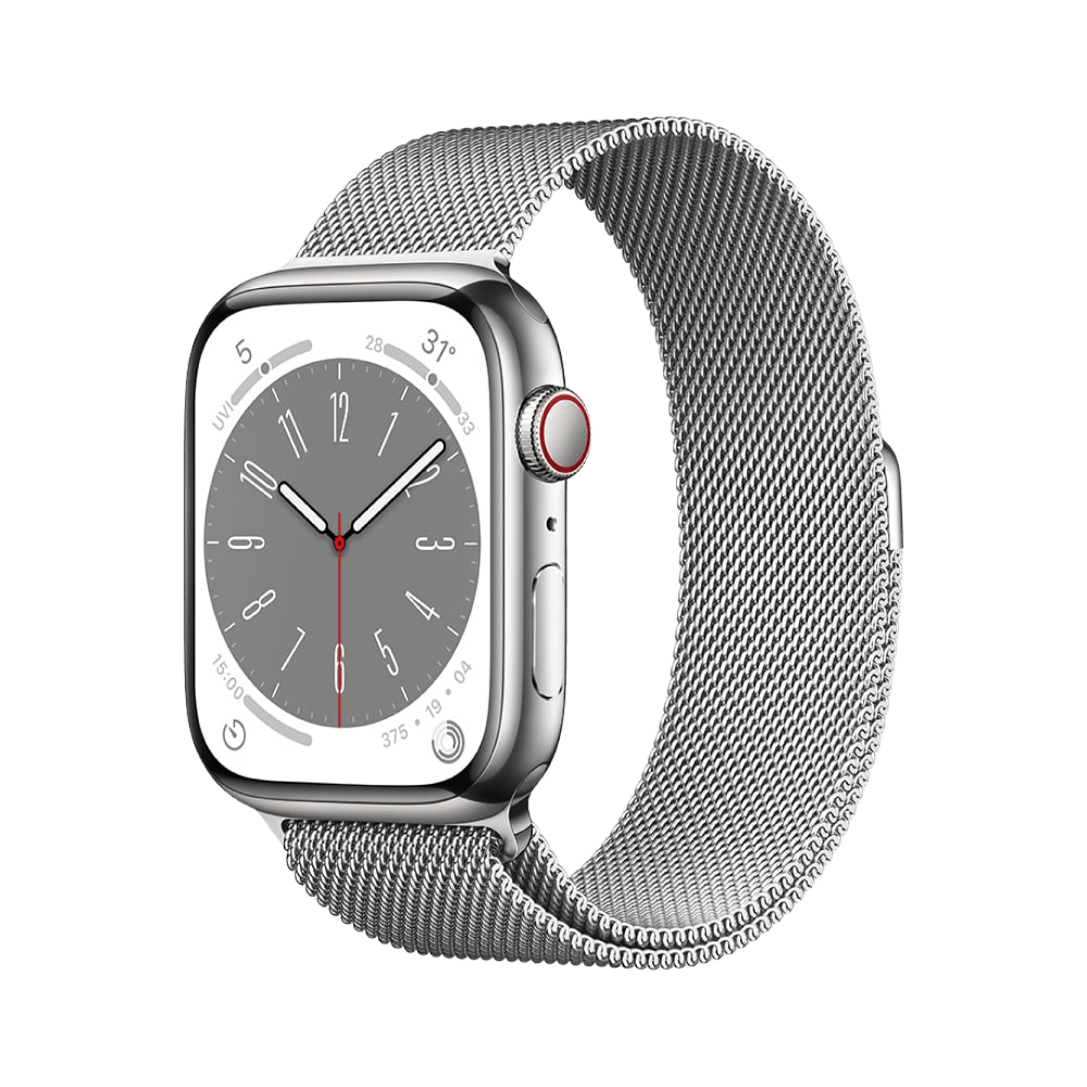 Apple Watch Series 8 GPS + Cellular 41mm Silver Stainless Steel Case with Silver Milanese Loop