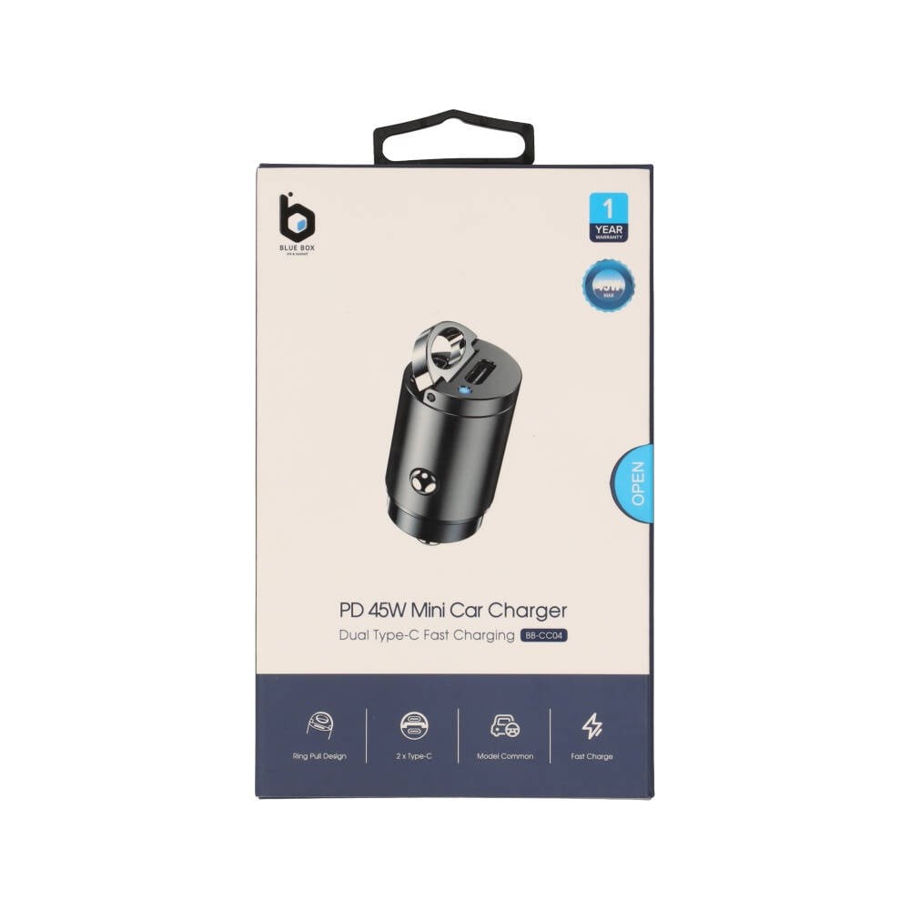 ที่ชาร์จแบตในรถ Blue Box Car Charger 2 USB-C (PD45W) Titanium (BB-CC04)