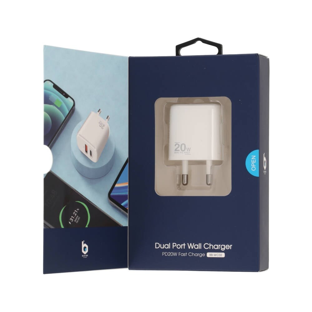 อะแดปเตอร์ Blue Box Wall USB Charger 1 USB-A / 1 USB-C (PD20W) White (BB-WC02) (TISI)