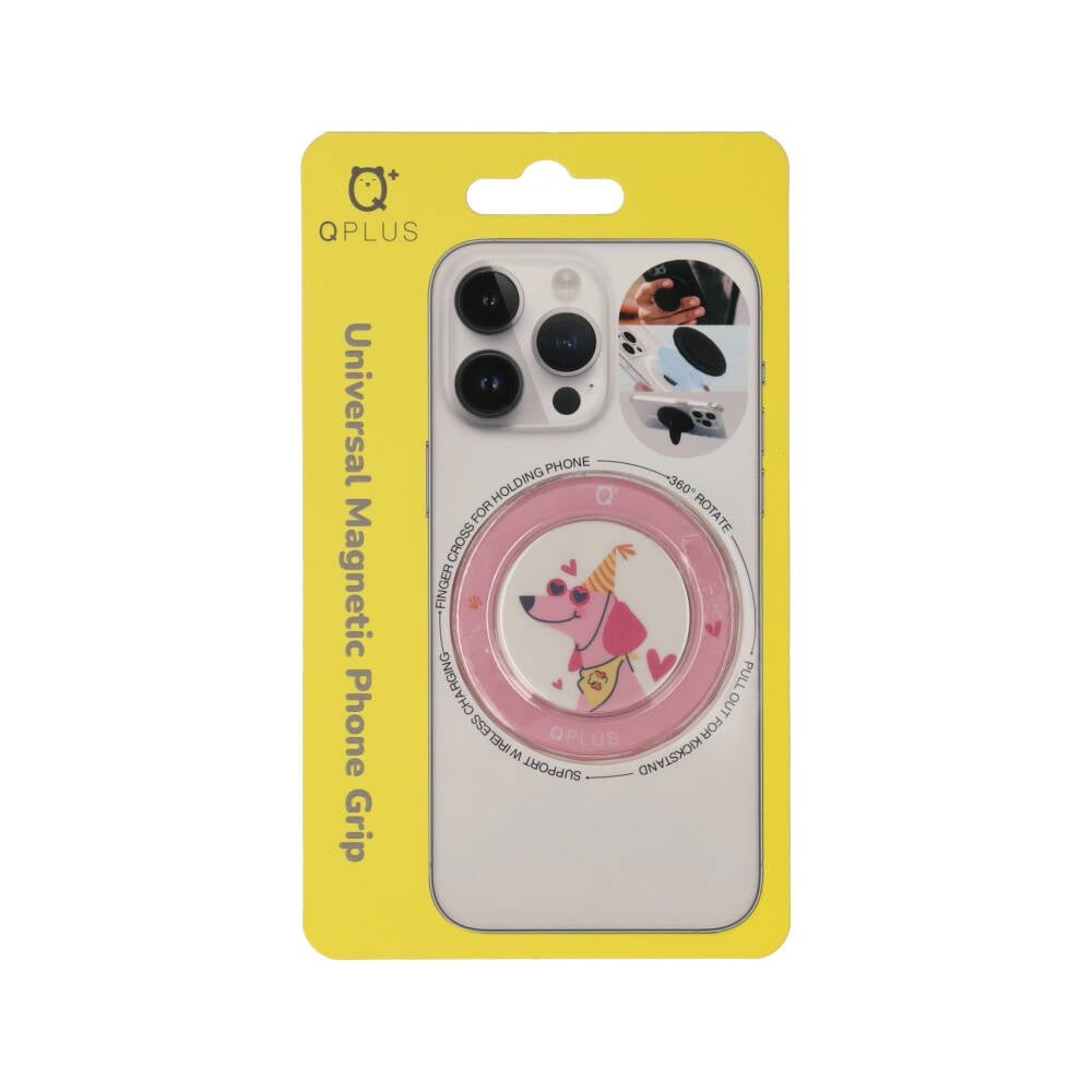 แหวนจับมือถือ QPLUS Finger Cross Magnetic Phone Grip Pinky Dog
