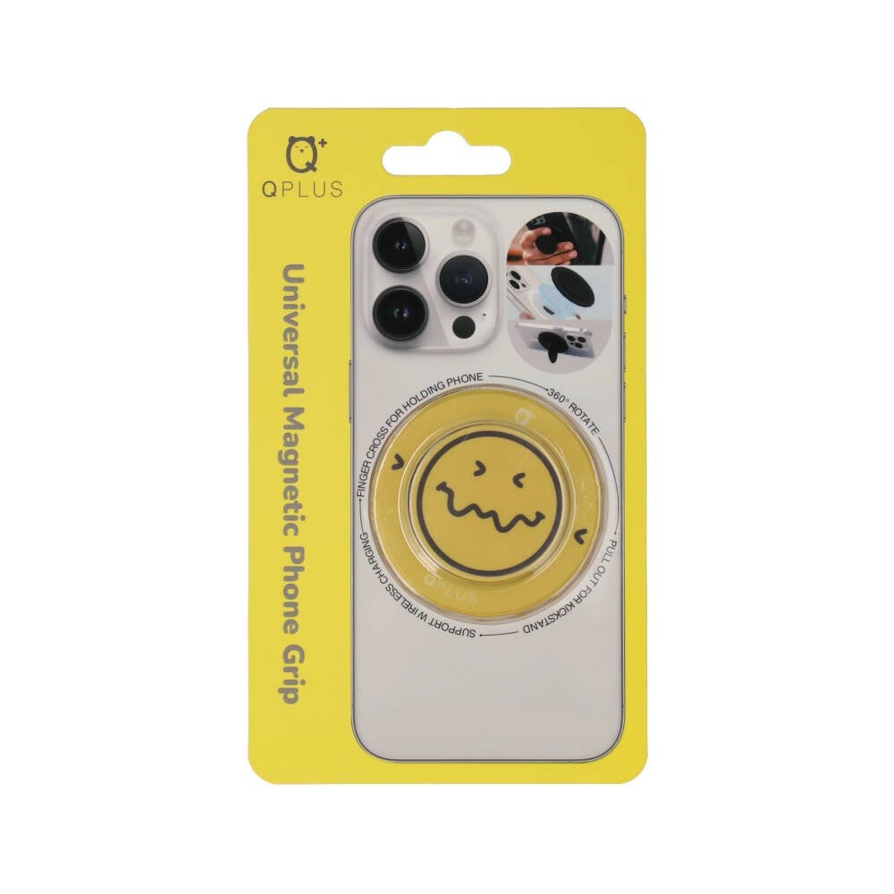 แหวนจับมือถือ QPLUS Finger Cross Magnetic Phone Grip Confounded Face