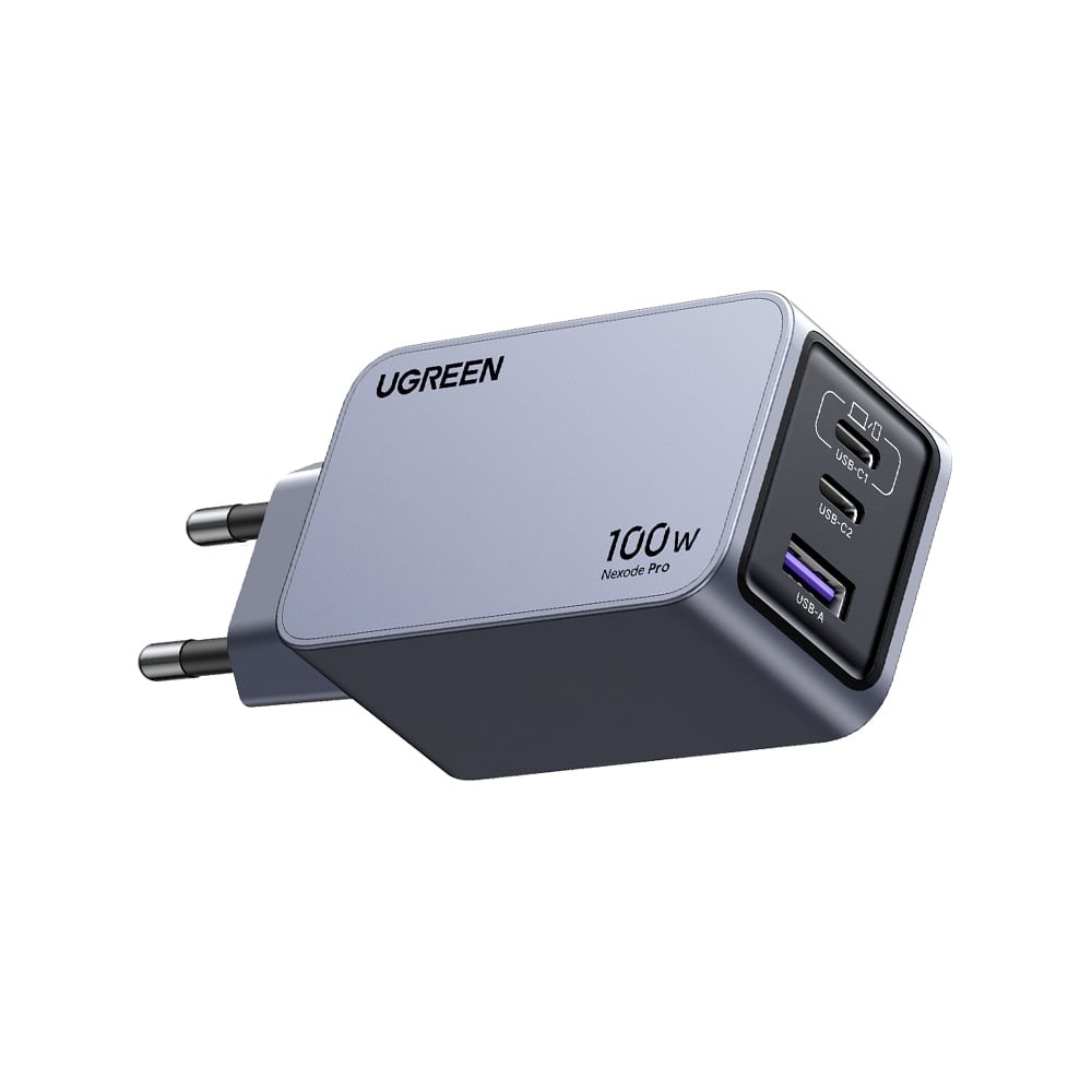 อะแดปเตอร์ Ugreen Wall Charger 1 USB-A / 2 USB-C 100W ALU Gray