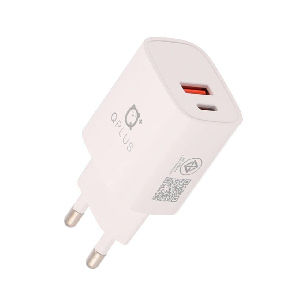 อะแดปเตอร์ QPLUS Wall Charger 1 USB-A / 1 USB-C 20W พร้อมสายชาร์จ USB-C to Lightning 1 เมตร