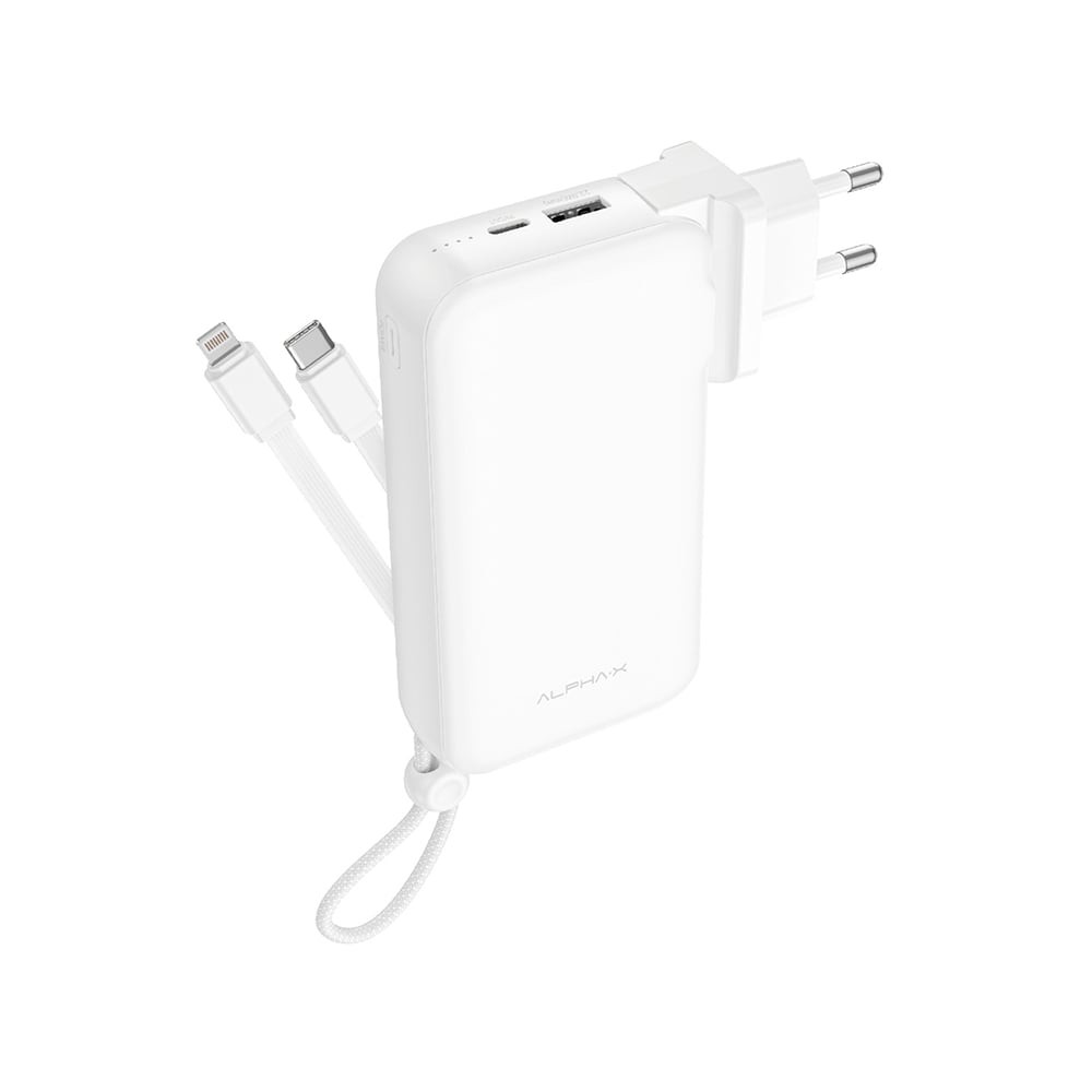 พาวเวอร์แบงค์ ALPHA 10,000 mAh Built-in Cable 20WPD ALPC10-26PD White