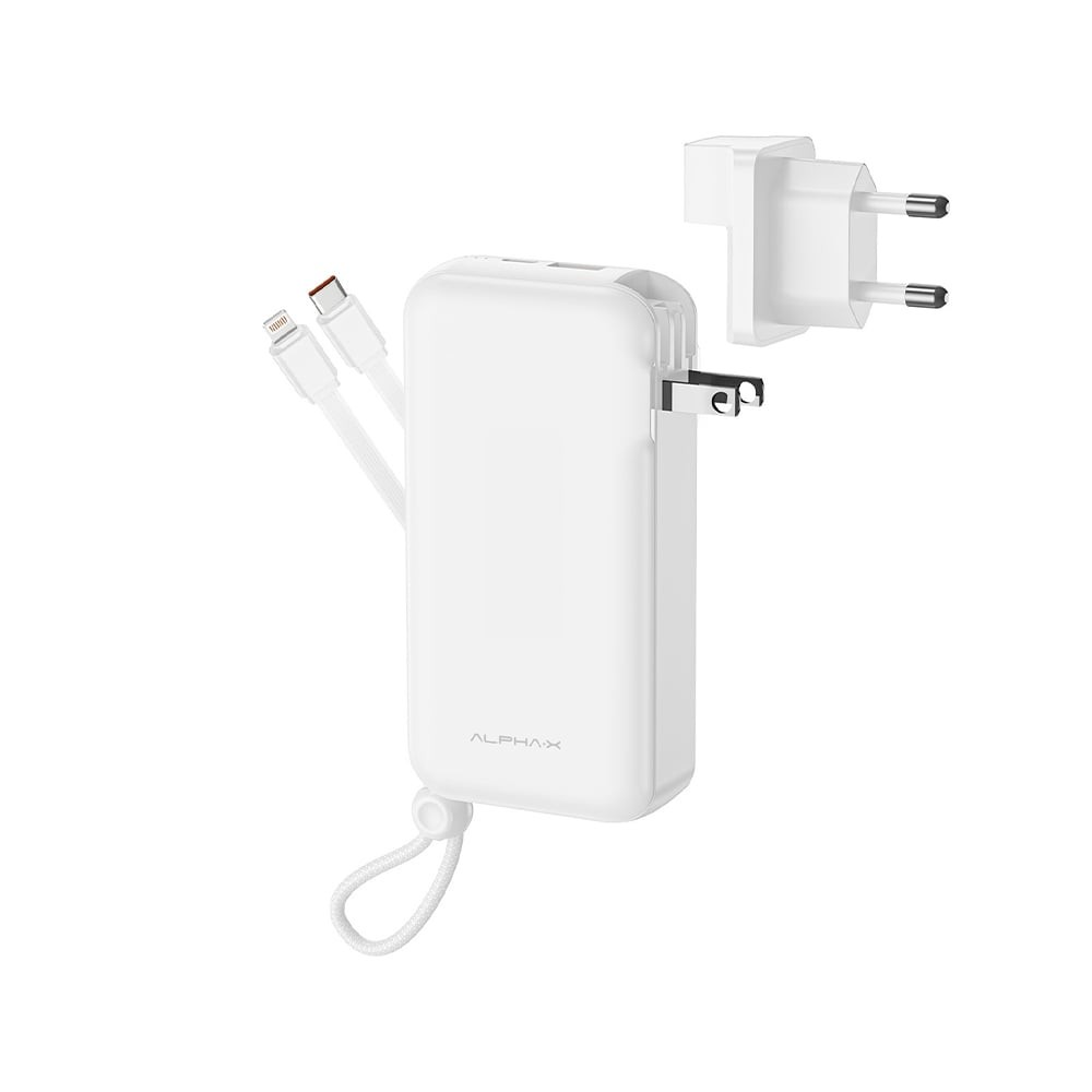 พาวเวอร์แบงค์ ALPHA 10,000 mAh Built-in Cable 20WPD ALPC10-26PD White