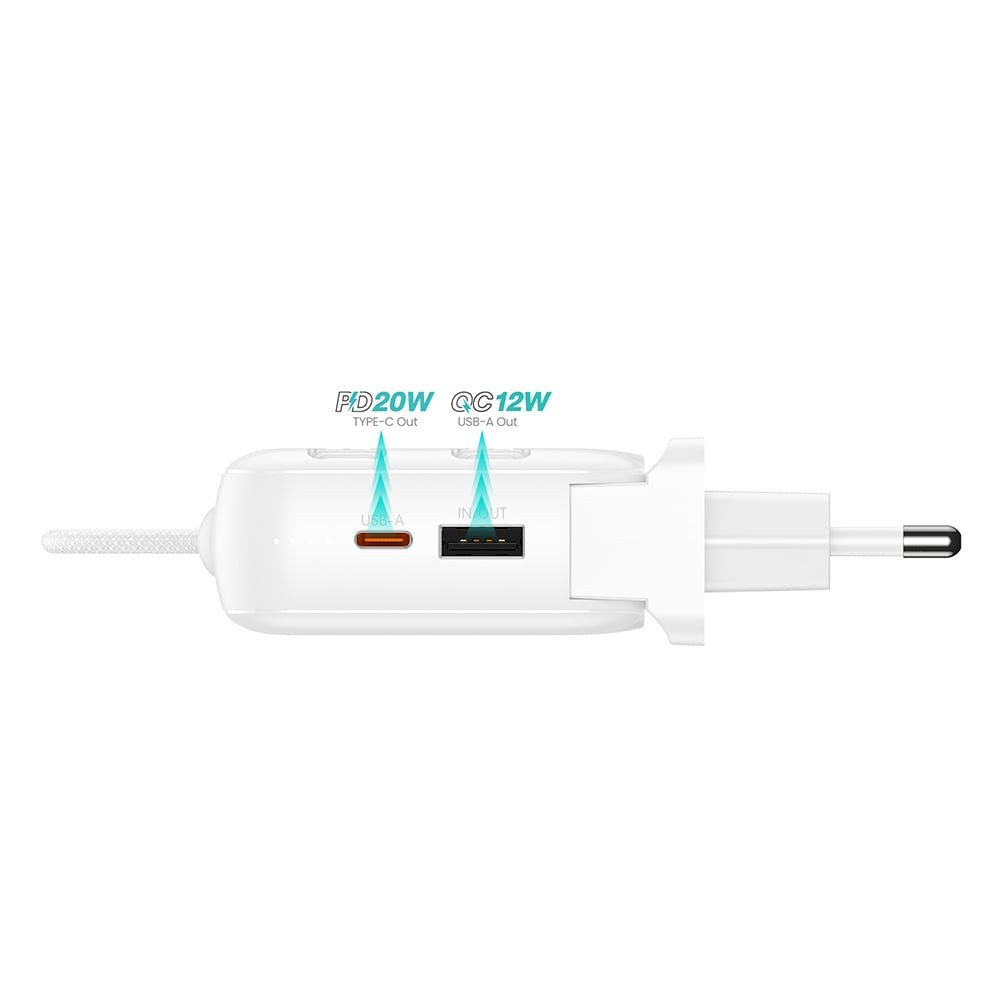 พาวเวอร์แบงค์ ALPHA 10,000 mAh Built-in Cable 20WPD ALPC10-26PD White