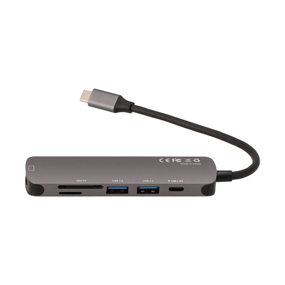 Blue Box 6-in-1 USB-C Hub Silver Grey