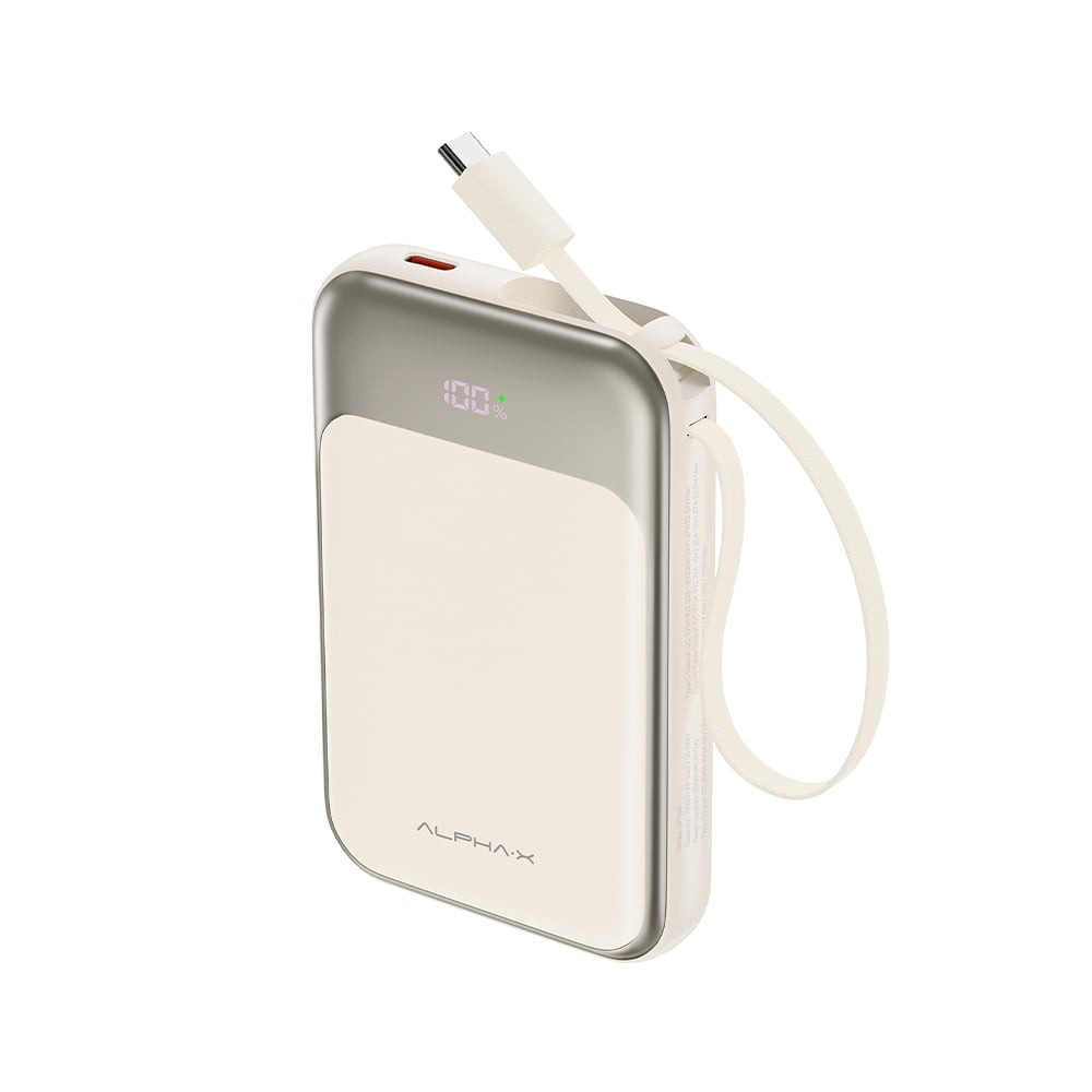 พาวเวอร์แบงค์ ALPHA 10,000 mAh Built-in Cable ALP10-21WPD Pro White