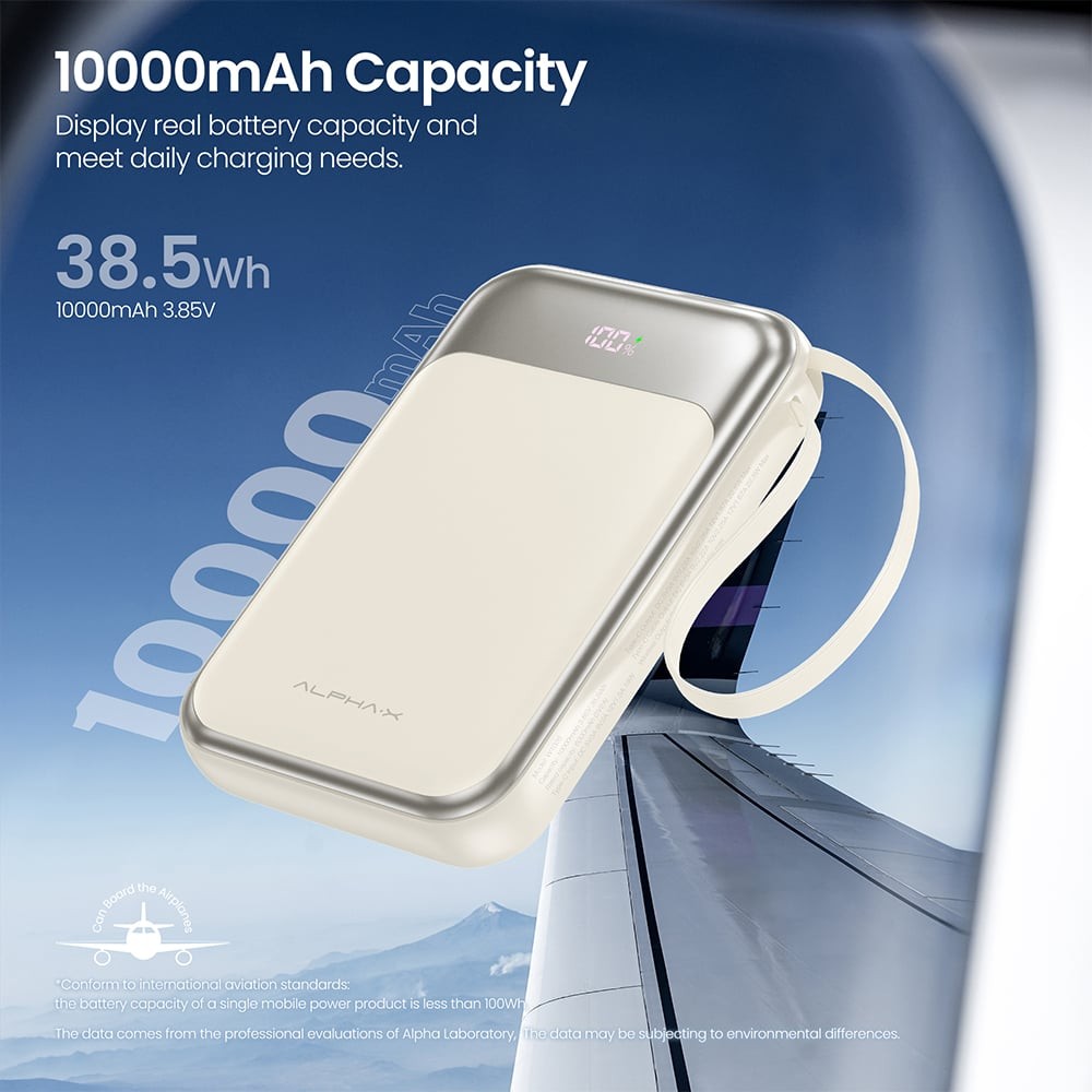 พาวเวอร์แบงค์ ALPHA 10,000 mAh Built-in Cable ALP10-21WPD Pro White