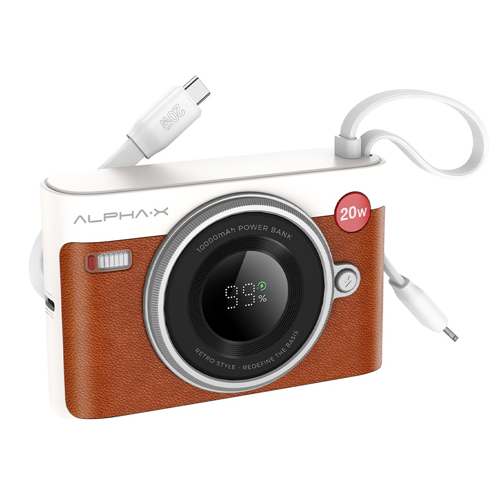 พาวเวอร์แบงค์ ALPHA 10,000 mAh Built-in Cable ALP10-28PD Pro Brown