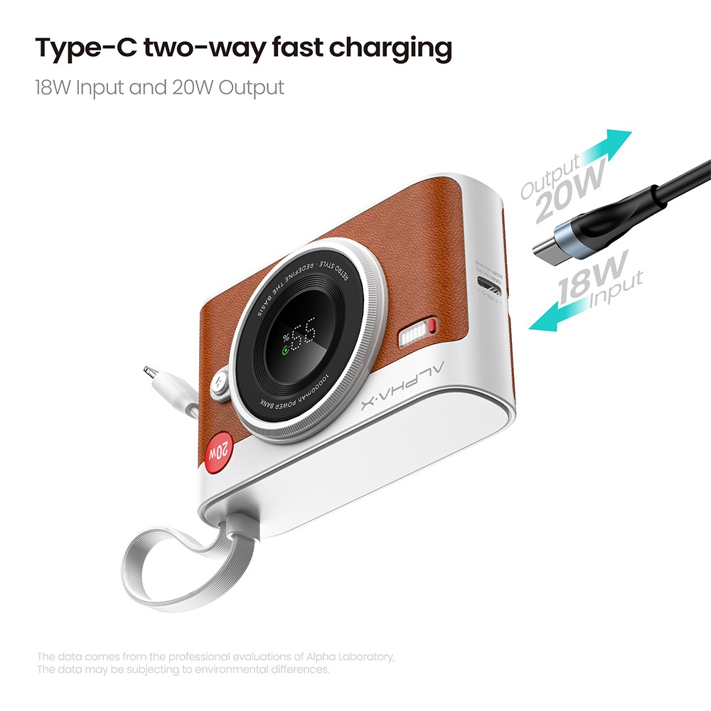 พาวเวอร์แบงค์ ALPHA 10,000 mAh Built-in Cable ALP10-28PD Pro Brown