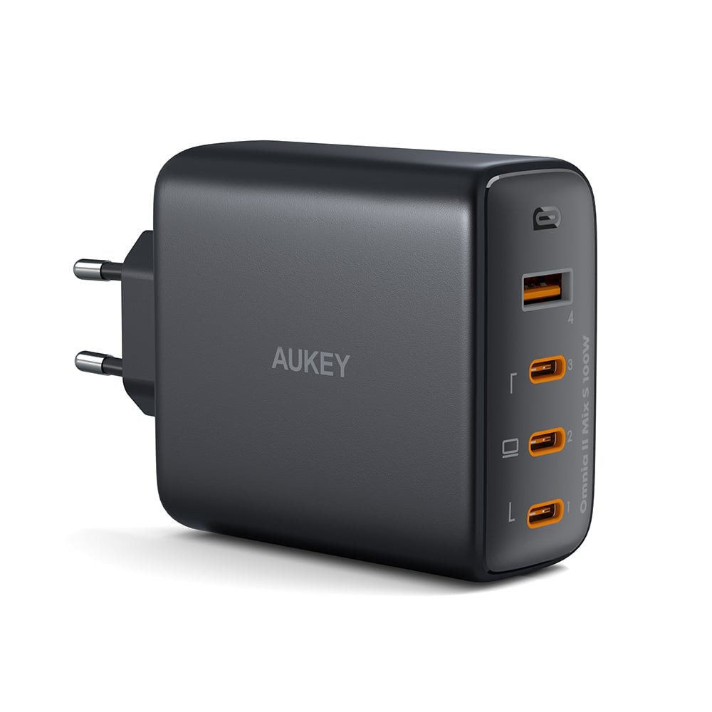 อะแดปเตอร์ AUKEY Wall Charger 1 USB-A / 3 USB-C 100W Black (ITSI)