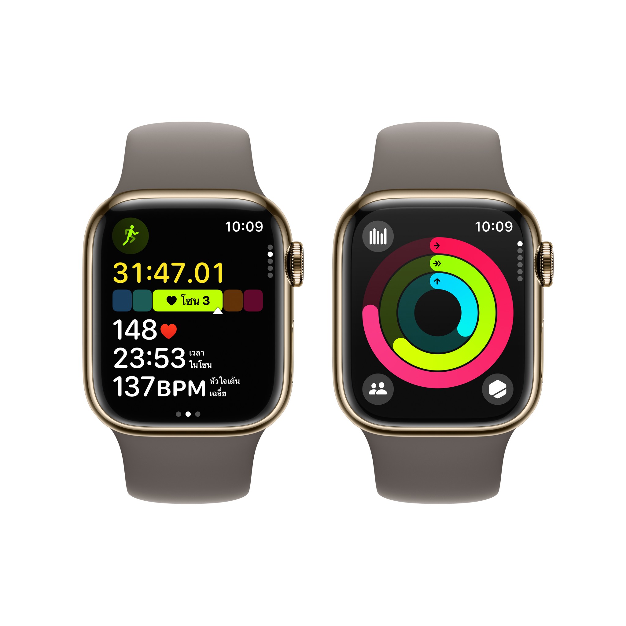 Apple Watch Series  9 GPS + Cellular 41mm Gold Stainless Steel Case with Clay Sport Band - M/L