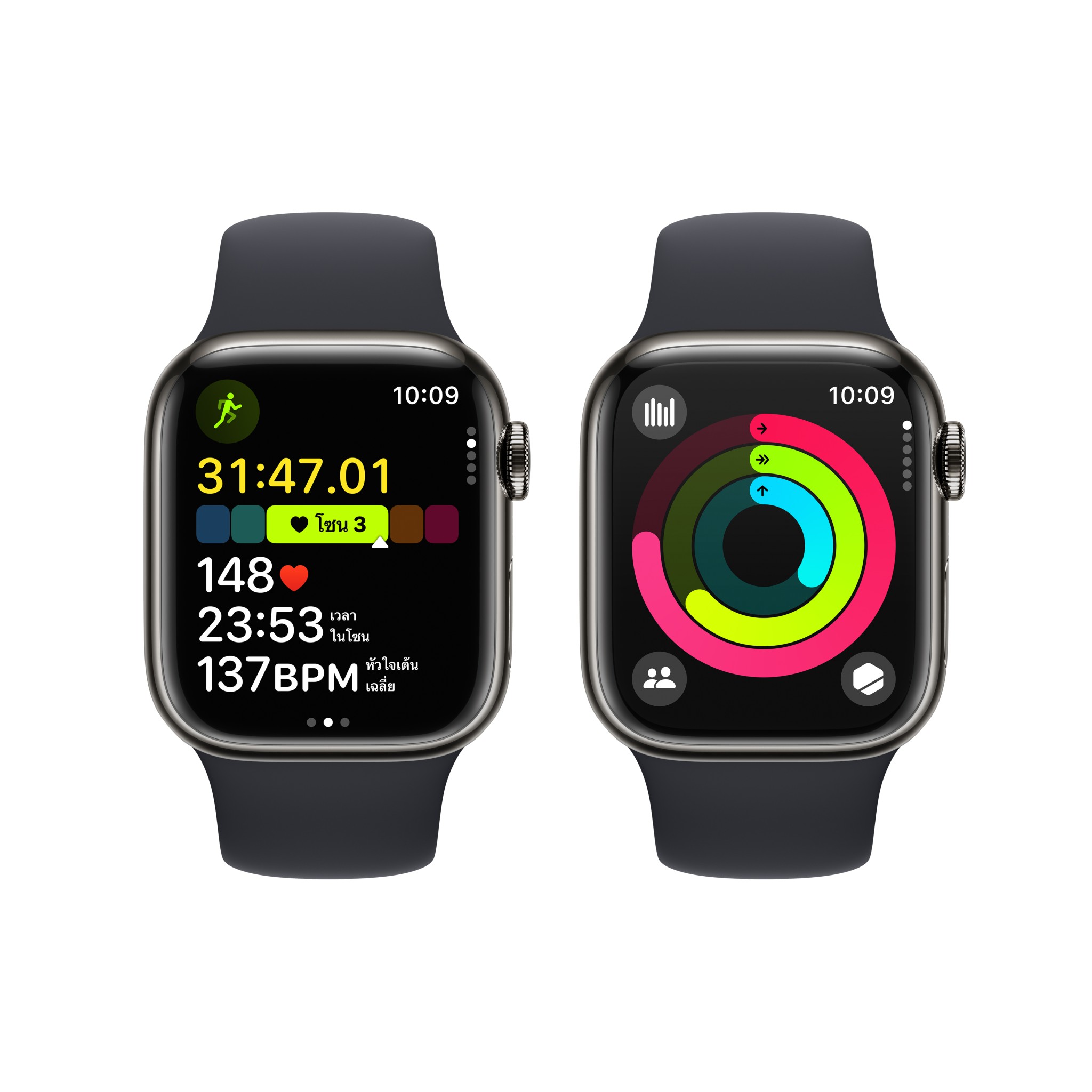 Apple Watch Series  9 GPS + Cellular 41mm Graphite Stainless Steel Case with Midnight Sport Band - S/M