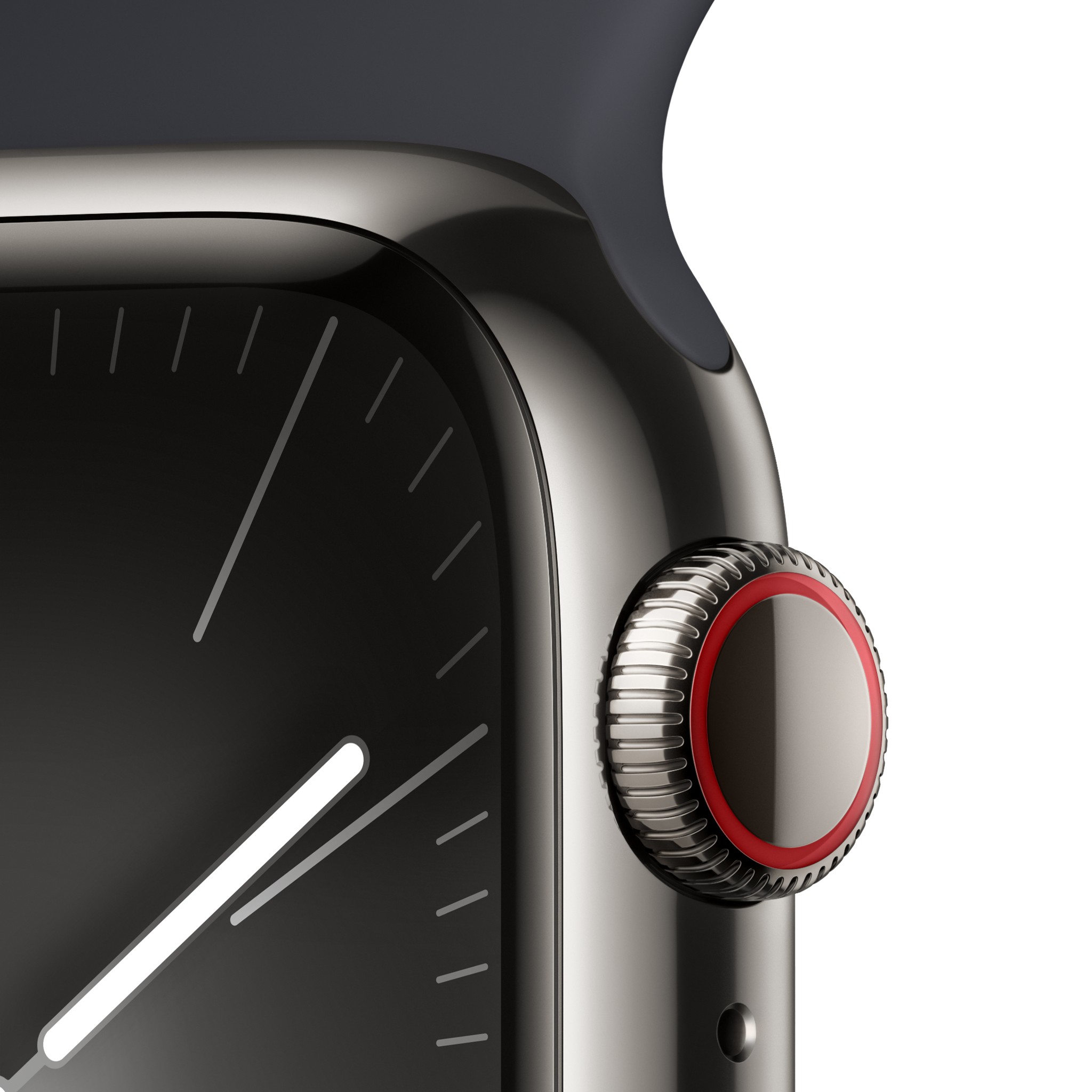 Apple Watch Series  9 GPS + Cellular 41mm Graphite Stainless Steel Case with Midnight Sport Band - S/M