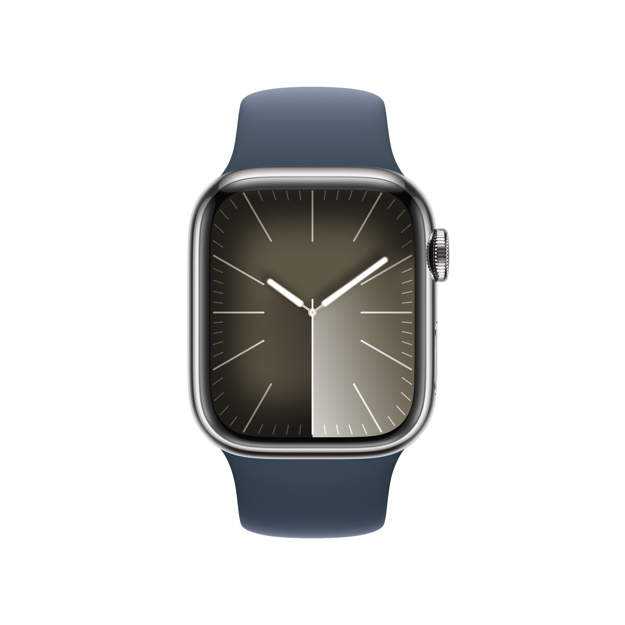 Apple Watch Series  9 GPS + Cellular 41mm Silver Stainless Steel Case with Storm Blue Sport Band - S/M