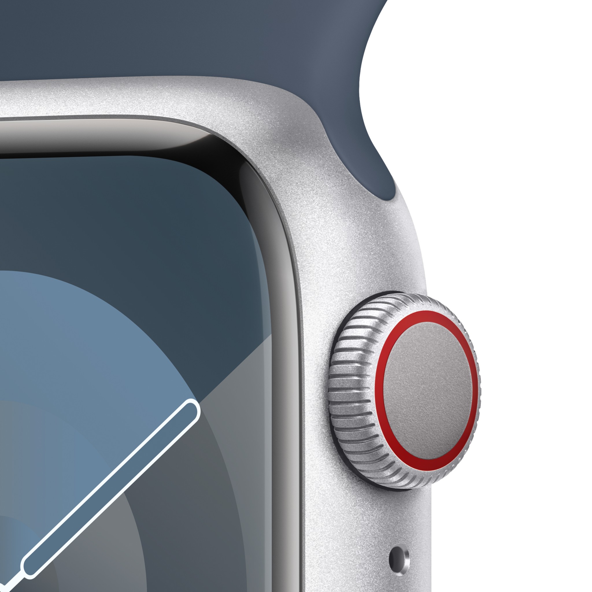Apple Watch Series  9 GPS + Cellular 41mm Silver Aluminium Case with Storm Blue Sport Band - M/L