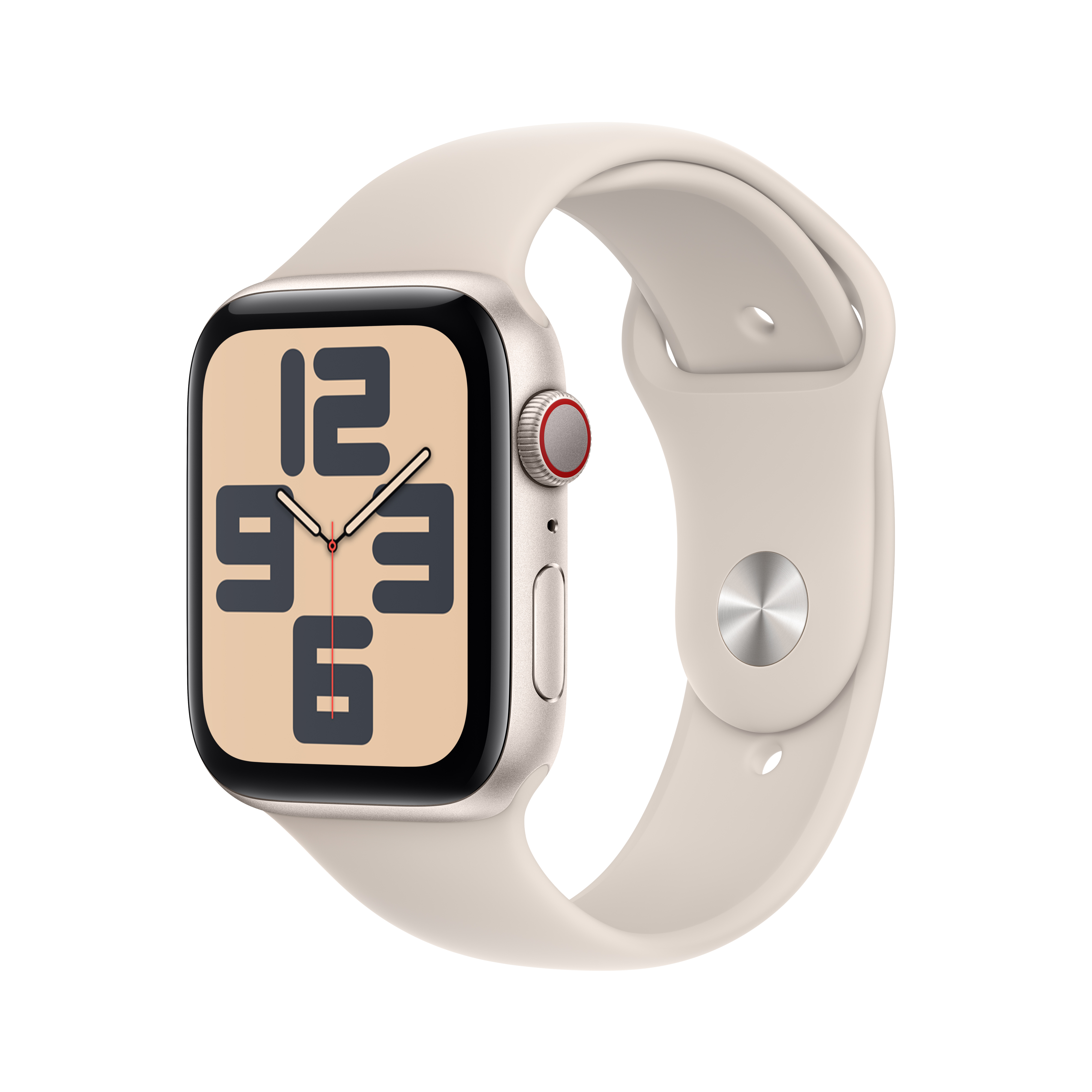 Apple Watch SE GPS + Cellular 44mm Starlight Aluminium Case with Starlight Sport Band - S/M - 2nd Gen (New)