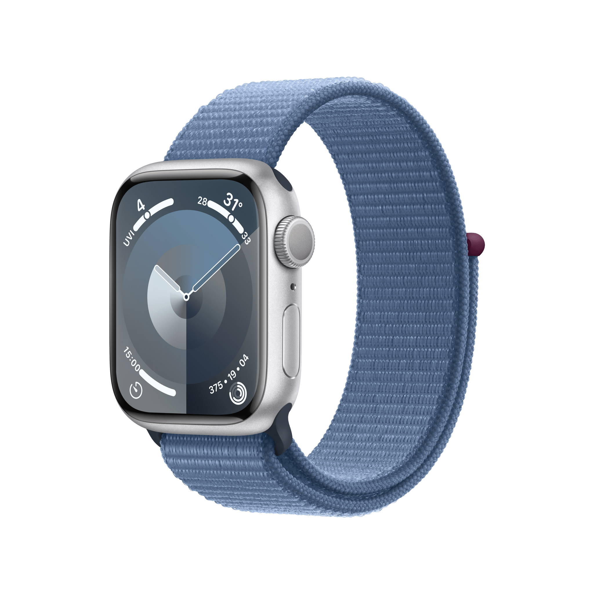 Apple Watch Series 9 GPS 41mm Silver Aluminium Case with Winter Blue Sport Loop
