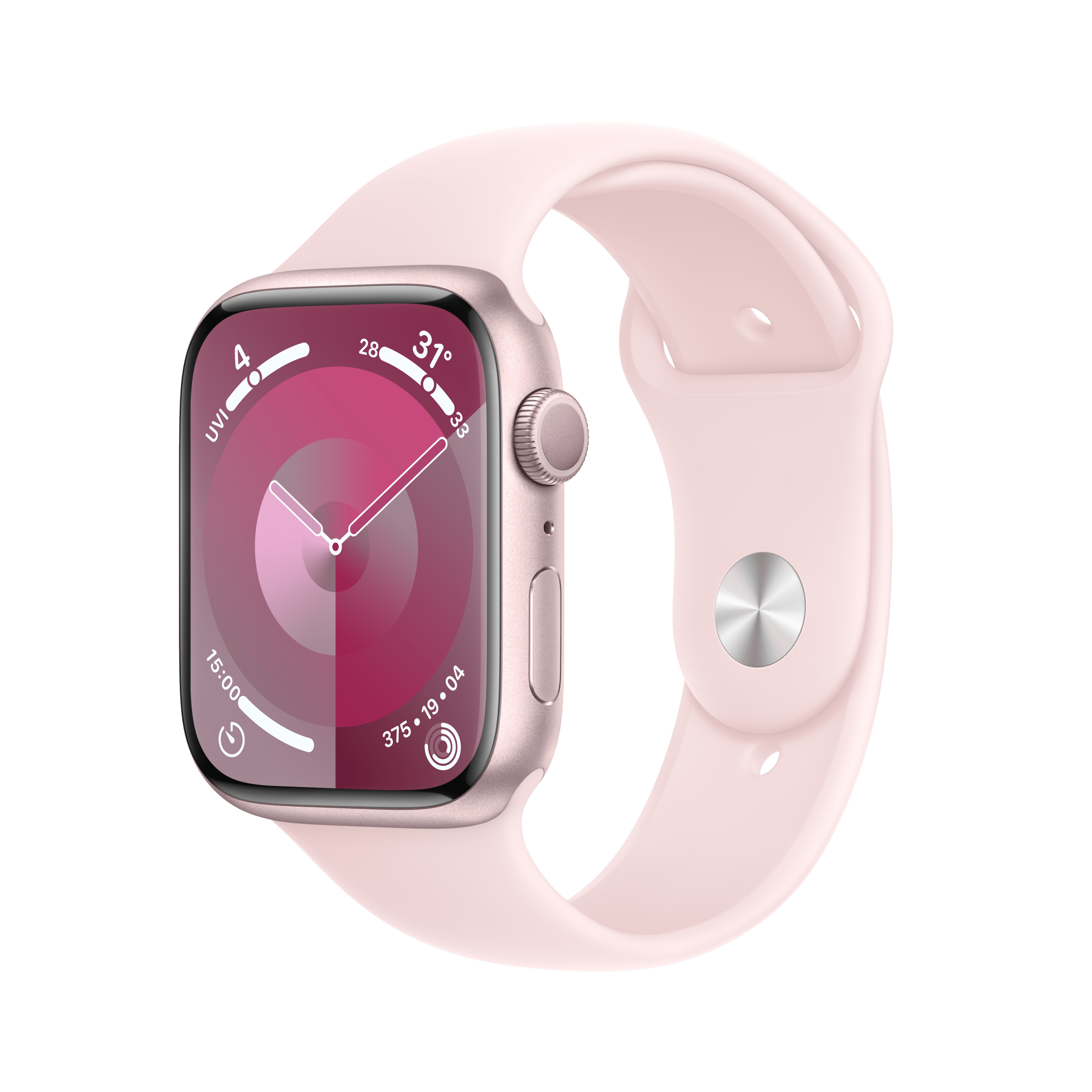 Apple Watch Series 9 GPS 45mm Pink Aluminium Case with Light Pink Sport Band - M/L