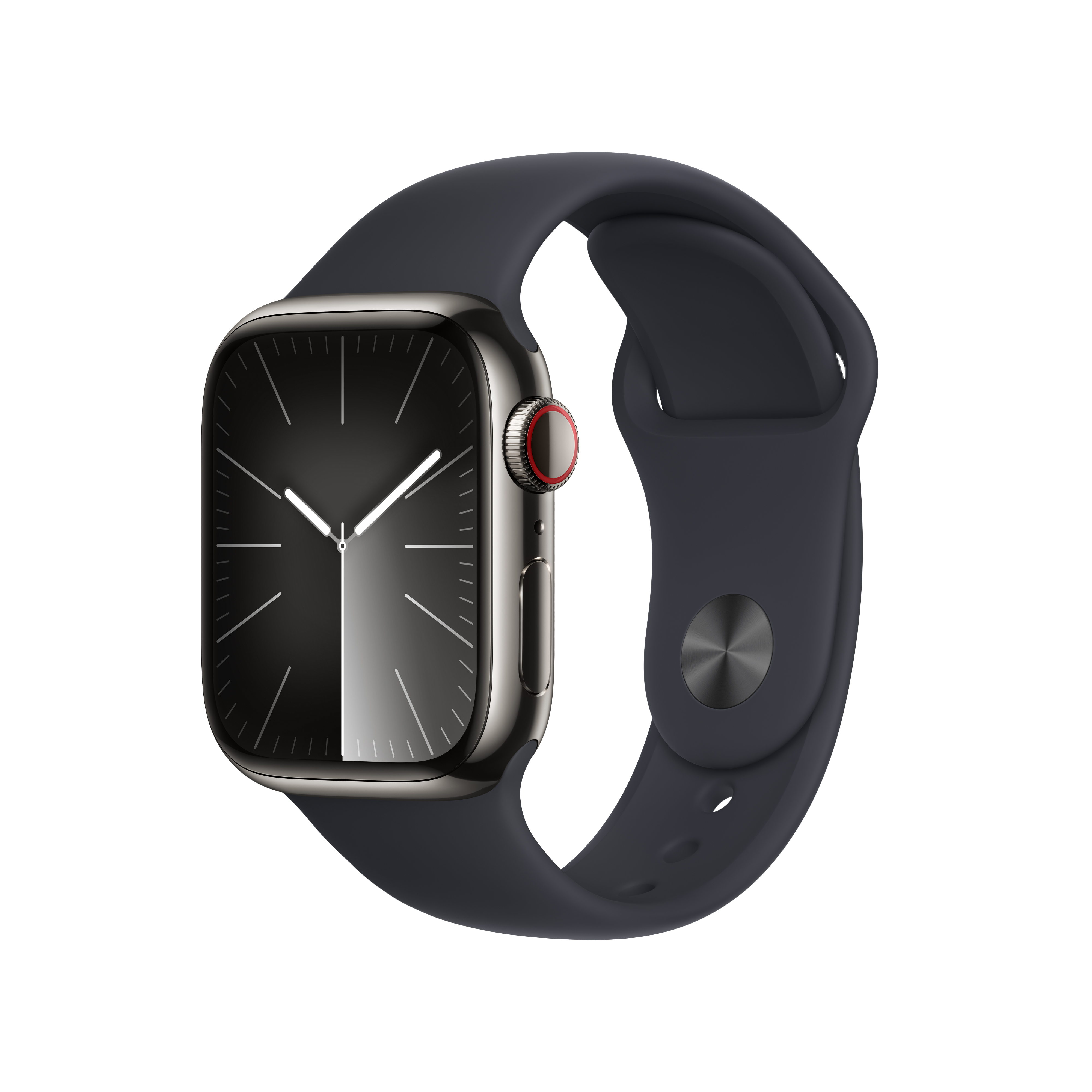 Apple Watch Series  9 GPS + Cellular 41mm Graphite Stainless Steel Case with Midnight Sport Band - S/M