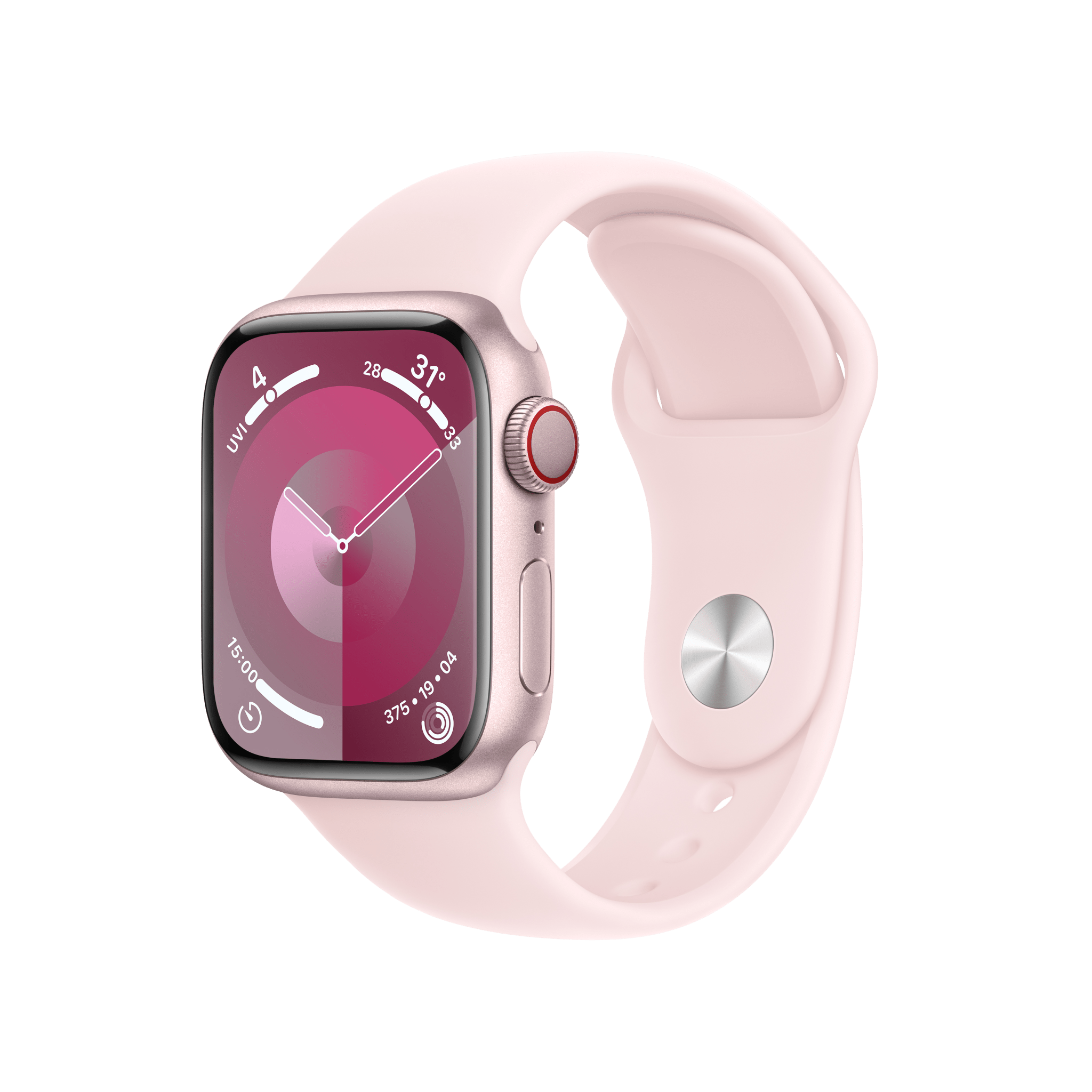 Apple Watch Series  9 GPS + Cellular 41mm Pink Aluminium Case with Light Pink Sport Band - S/M