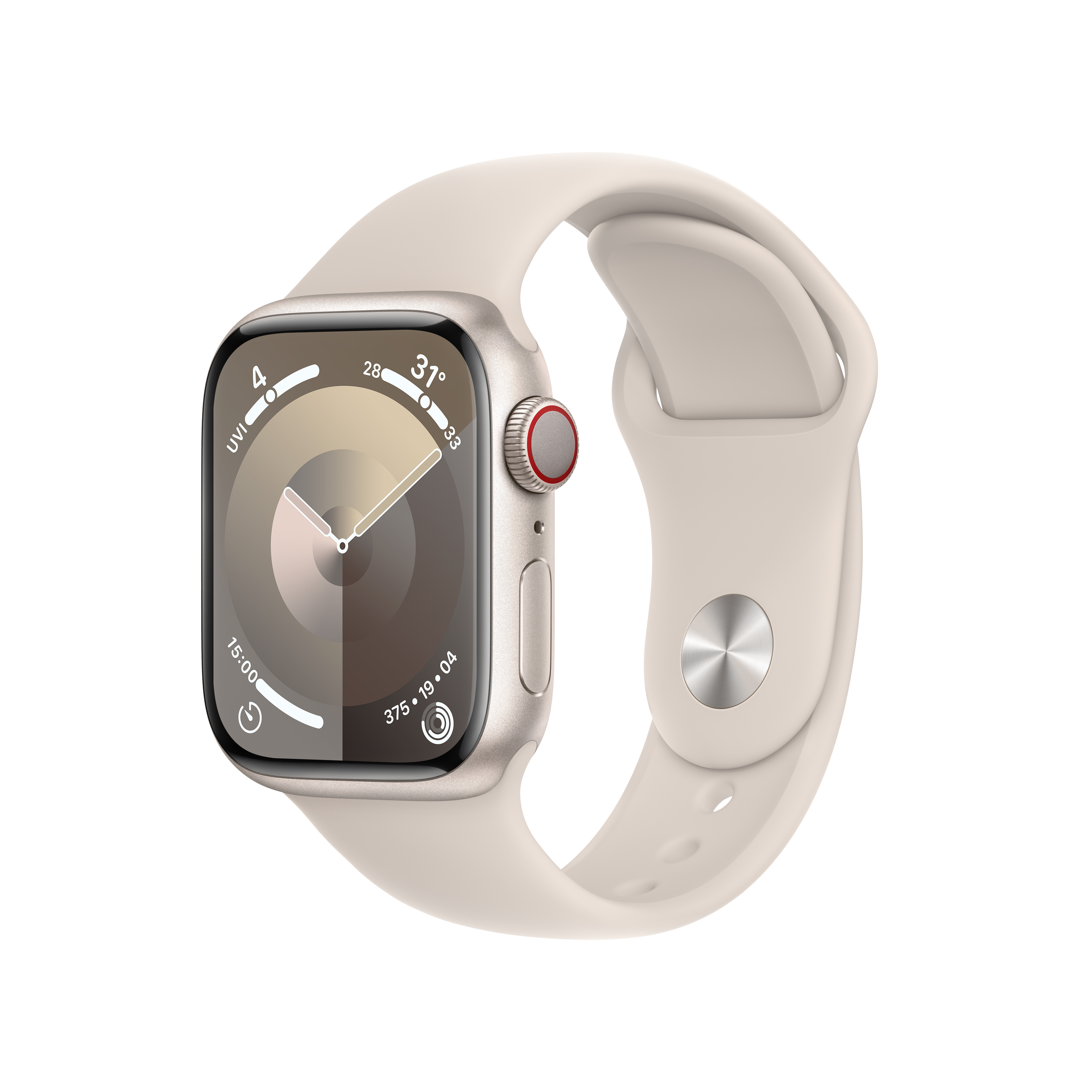 Apple Watch Series  9 GPS + Cellular 41mm Starlight Aluminium Case with Starlight Sport Band - M/L