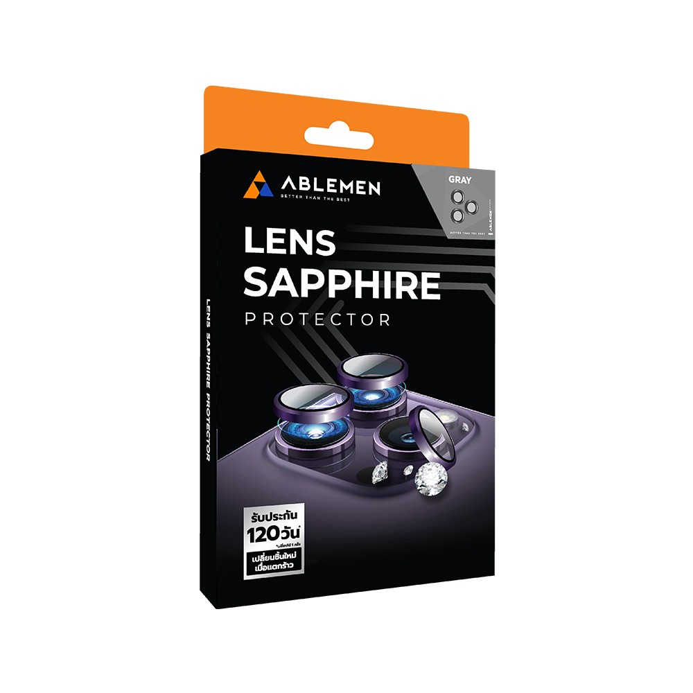 ฟิล์มกันเลนส์ Ablemen 3D Lens Sapphire iPhone 16 Pro/16 Pro Max Gray