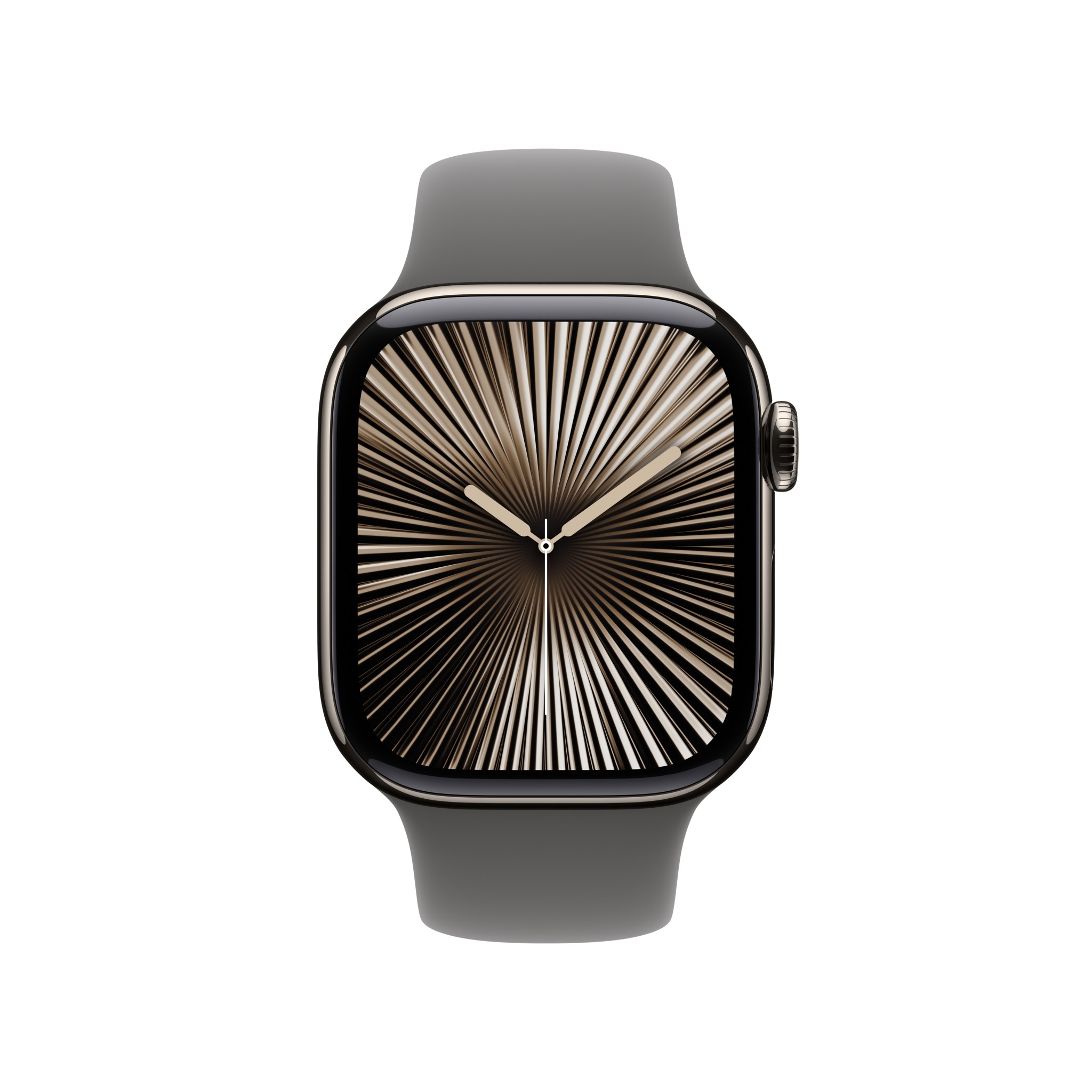 Apple Watch Series 10 GPS + Cellular 42mm Natural Titanium Case with Stone Gray Sport Band - S/M