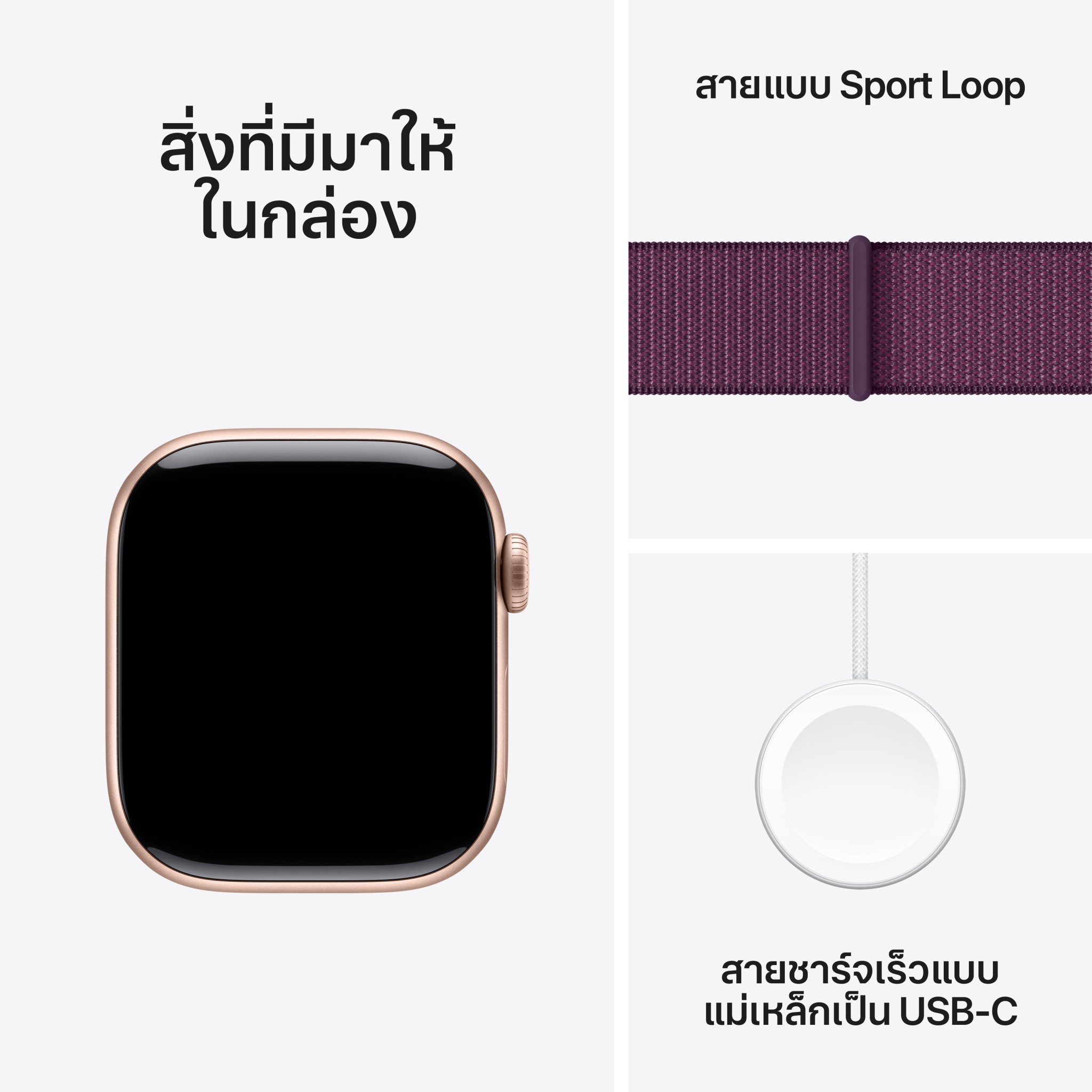 Apple Watch Series 10 GPS + Cellular 42mm Rose Gold Aluminium Case with Plum Sport Loop