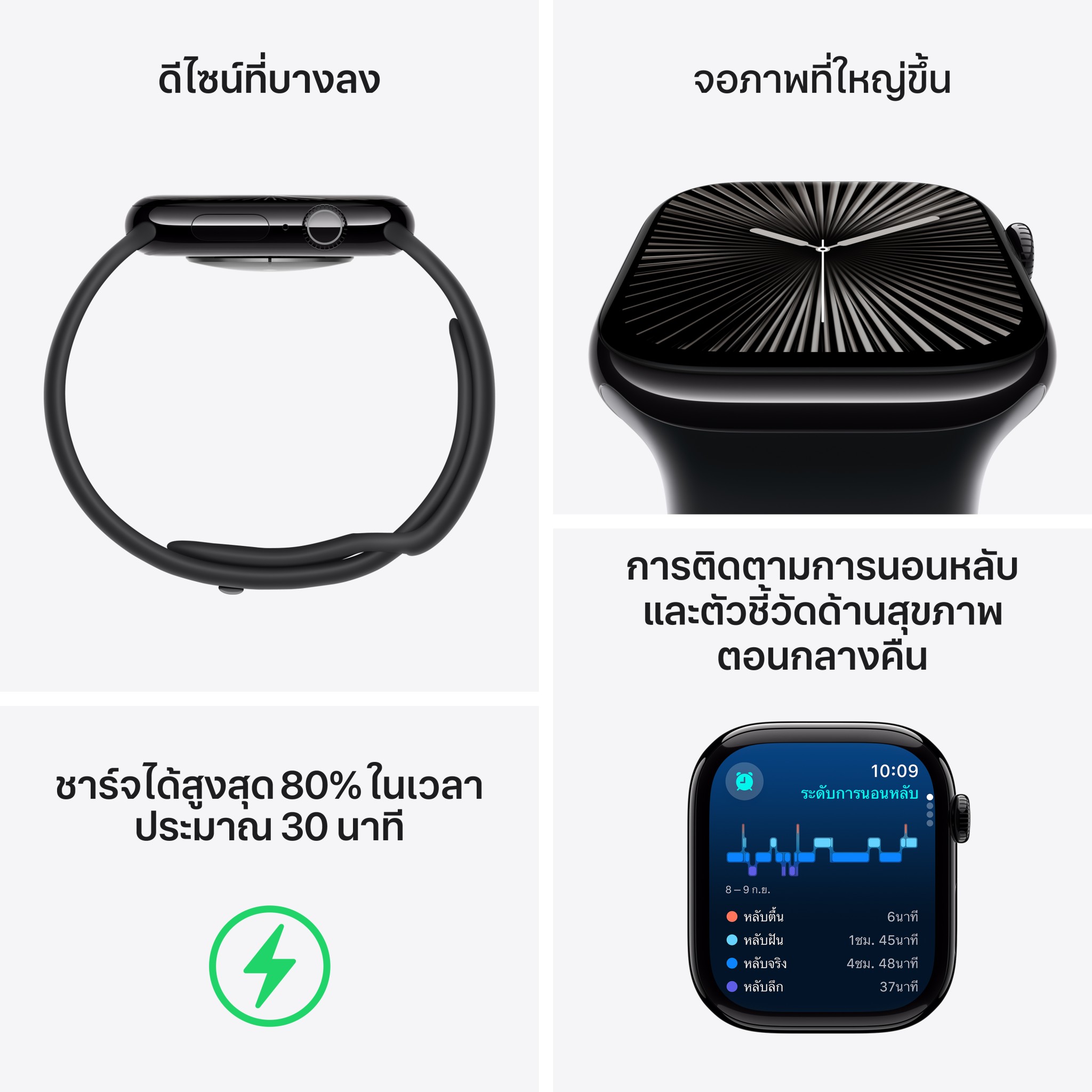 Apple Watch Series 10 GPS + Cellular 42mm Silver Aluminium Case with Blue Cloud Sport Loop