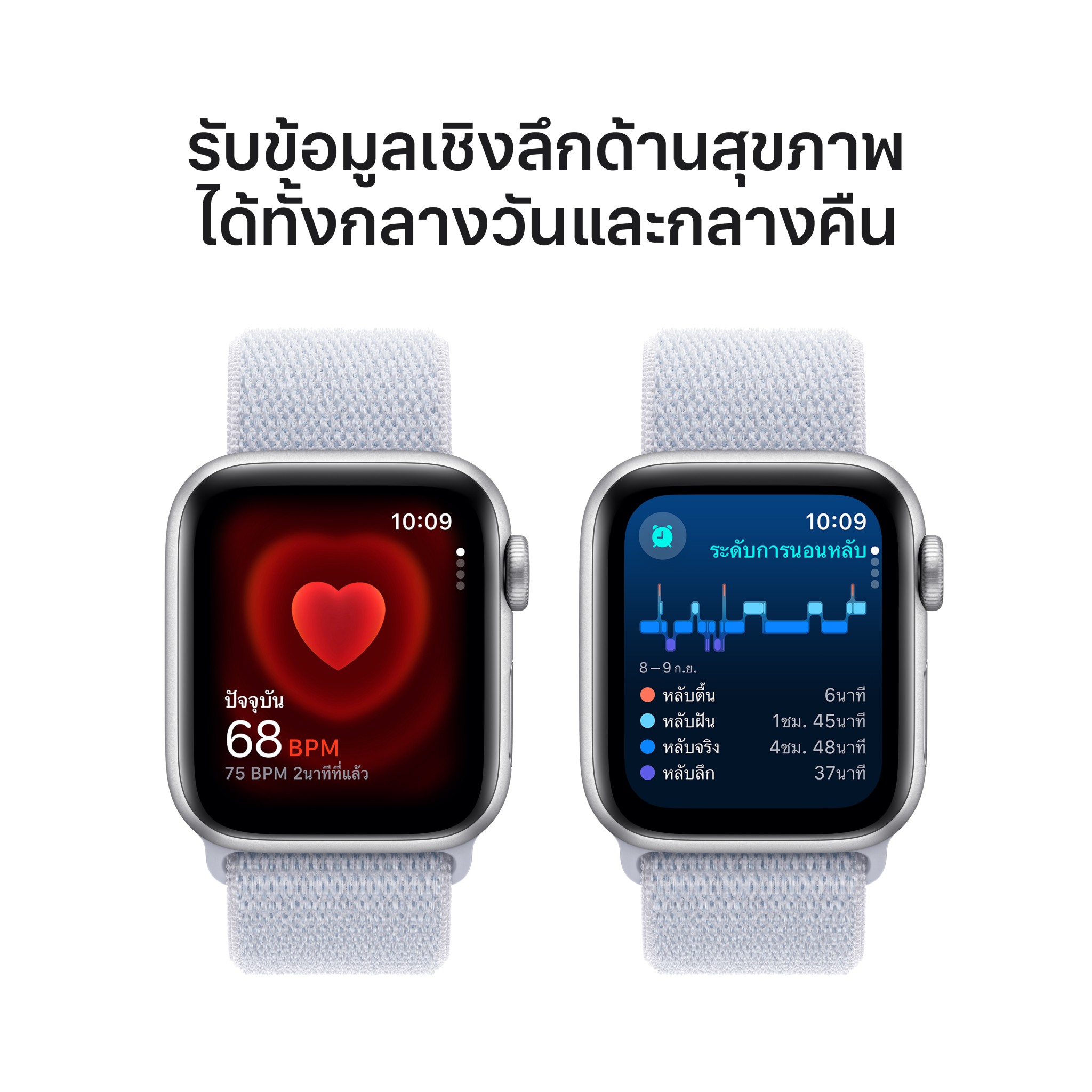 Apple Watch SE GPS + Cellular 40mm Silver Aluminium Case with Blue Cloud Sport Loop