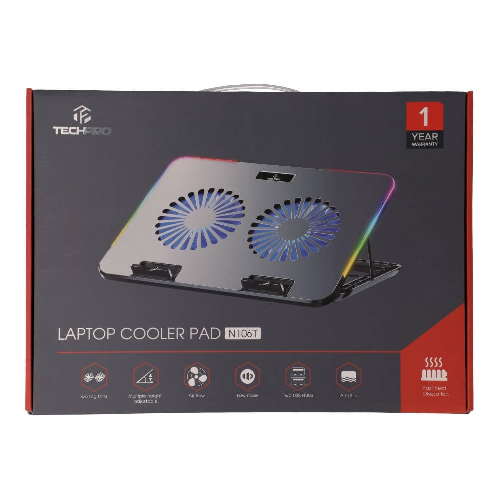 แท่นวางแมคบุ๊ค TECHPRO Notebook Cooler Pad RGB COLOR 15.6 inch