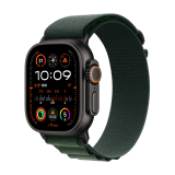 Apple Watch Ultra 2 GPS + Cellular 49mm Black Titanium Case with Dark Green Alpine Loop - Medium