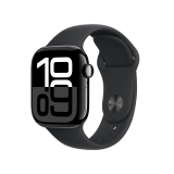 Apple Watch Series 10 GPS + Cellular 42mm Jet Black Aluminium Case with Black Sport Band - S/M