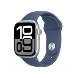 Apple Watch Series 10 GPS + Cellular 42mm Silver Aluminium Case with Denim Sport Band - S/M