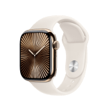Apple Watch Series 10 GPS + Cellular 42mm Gold Titanium Case with Starlight Sport Band - M/L
