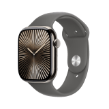 Apple Watch Series 10 GPS + Cellular 46mm Natural Titanium Case with Stone Gray Sport Band - S/M