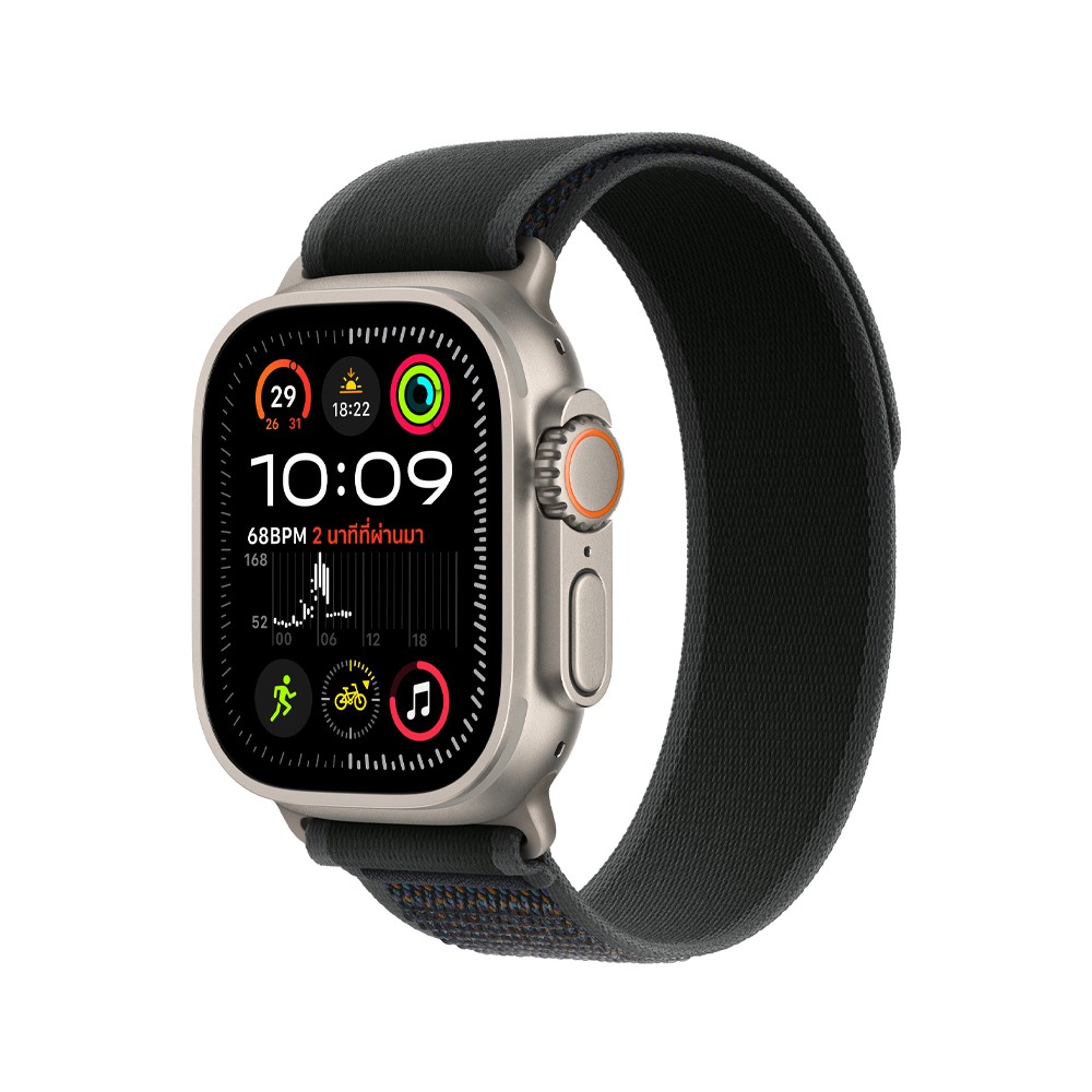 Apple Watch 49mm Black Trail Loop - M/L - Natural Titanium Finish