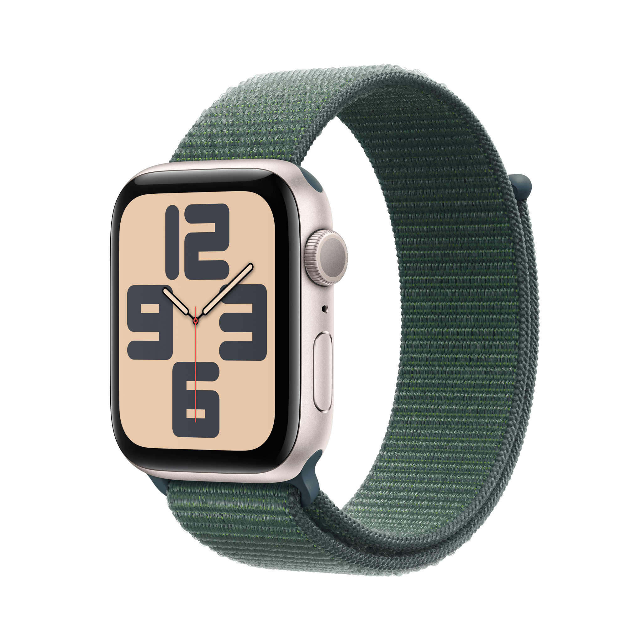 Apple Watch SE GPS 44mm Starlight Aluminium Case with Lake Green Sport Loop