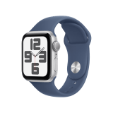 Apple Watch SE GPS 40mm Silver Aluminium Case with Denim Sport Band - S/M