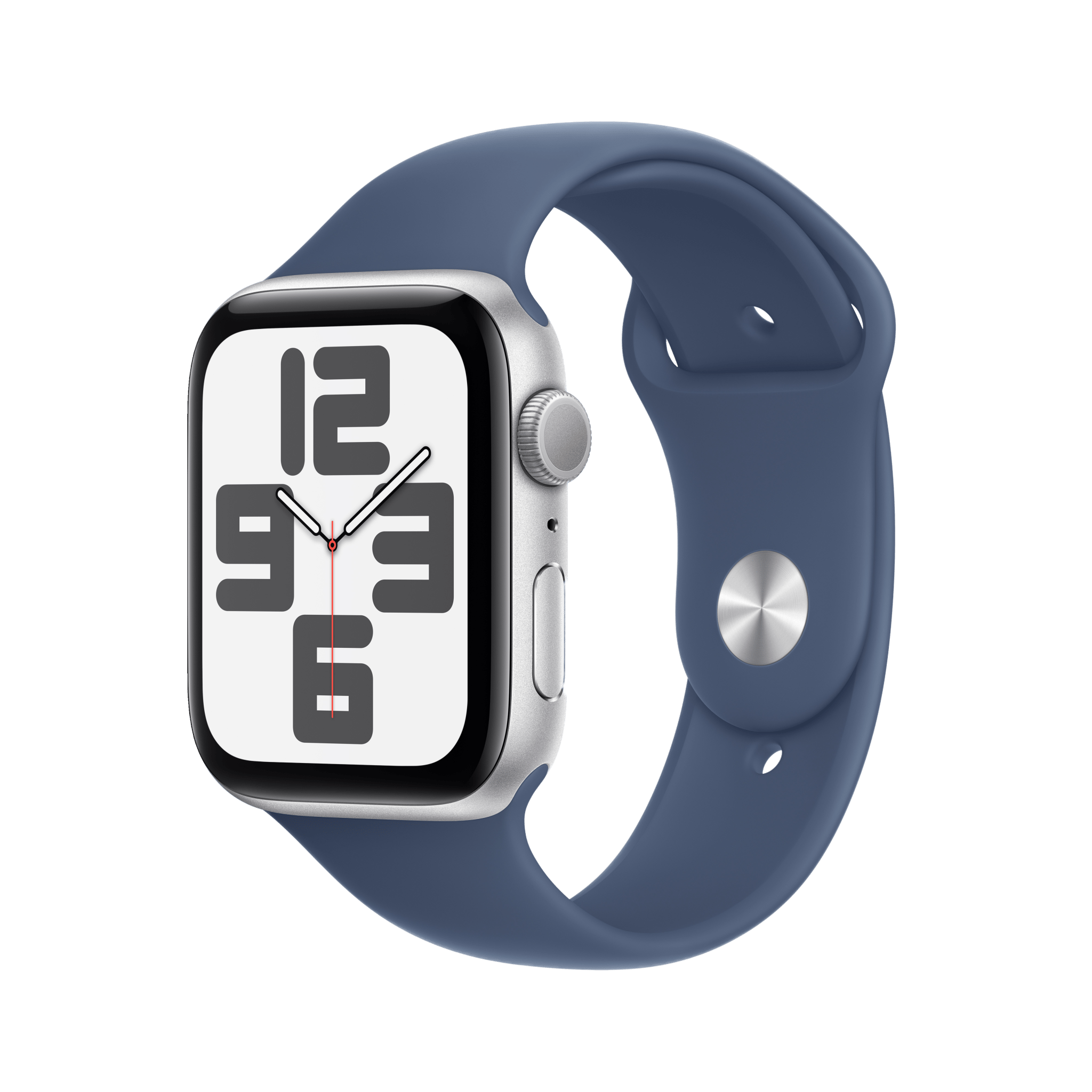 Apple Watch SE GPS 44mm Silver Aluminium Case with Denim Sport Band - M/L