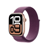 Apple Watch Series 10 GPS 42mm Rose Gold Aluminium Case with Plum Sport Loop