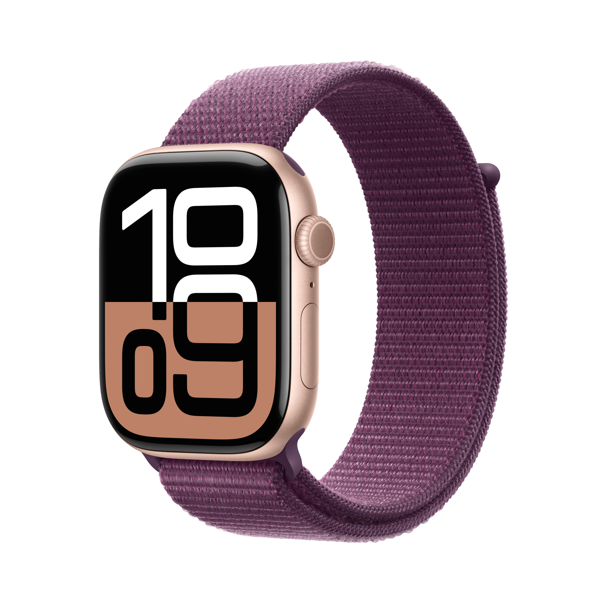 Apple Watch Series 10 GPS 46mm Rose Gold Aluminium Case with Plum Sport Loop